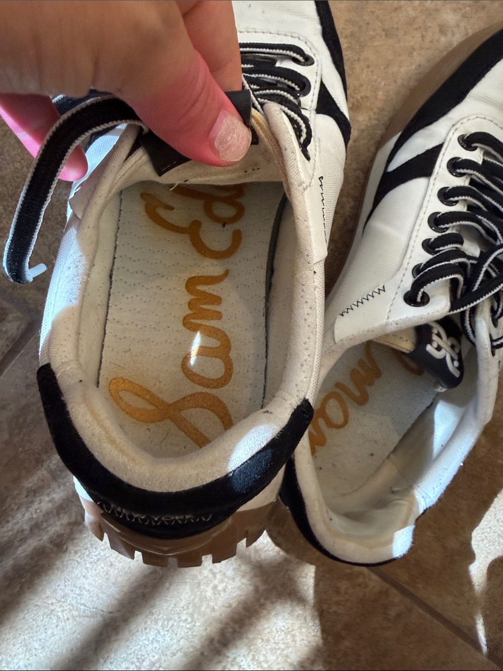 Sam Edelman Men's White and Black Retro Trainer Sneakers - Picture 9 of 10